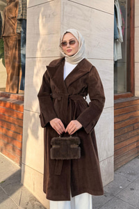 Apoletli Uzun Kaban Kahverengi