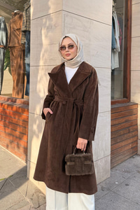 Apoletli Uzun Kaban Kahverengi