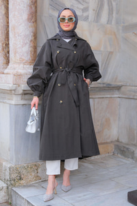 Arka Düğme Detay Trenckot Antrasit