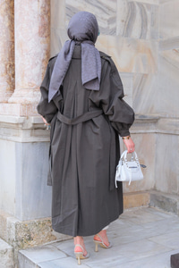 Arka Düğme Detay Trenckot Antrasit