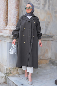 Arka Düğme Detay Trenckot Antrasit