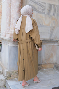 Arka Düğme Detay Trenckot çağla yeşil