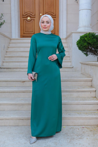 Arkadan Bağlamalı Abiye Zümrüt Yeşil