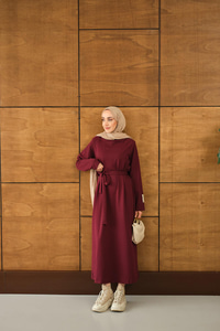 Arma Detay Elbise Bordo