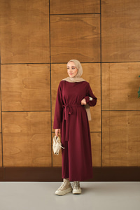 Arma Detay Elbise Bordo