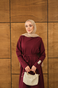 Arma Detay Elbise Bordo