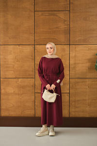 Arma Detay Elbise Bordo