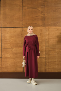 Arma Detay Elbise Bordo