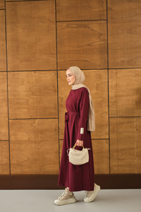 Arma Detay Elbise Bordo