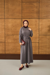 Arma Detay Elbise Gri