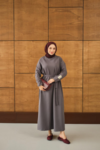 Arma Detay Elbise Gri