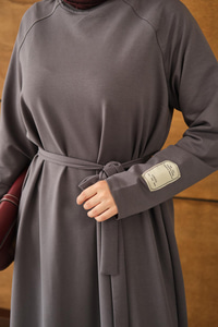 Arma Detay Elbise Gri