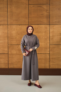 Arma Detay Elbise Gri