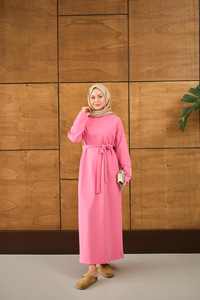 Arma Detay Elbise Pembe