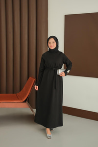 Arma Detay Elbise Siyah