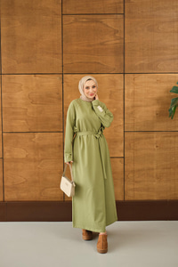 Arma Detay Elbise Yeşil