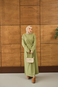 Arma Detay Elbise Yeşil