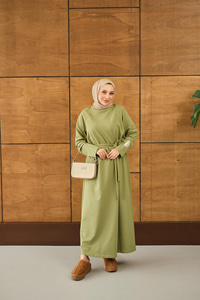 Arma Detay Elbise Yeşil