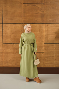 Arma Detay Elbise Yeşil