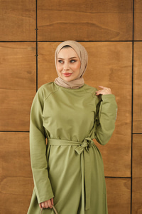 Arma Detay Elbise Yeşil