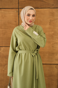 Arma Detay Elbise Yeşil