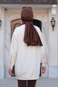 Arma Detay Fermuarlı Tunik Ekru