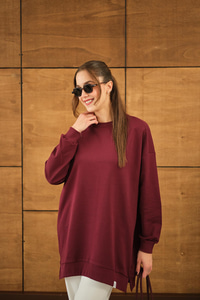 Arma Detay Oversize Tunik Bordo
