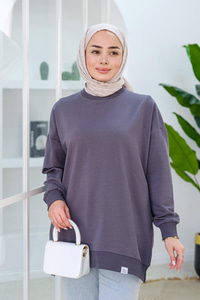 Arma Detay Oversize Tunik Gri