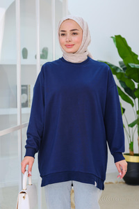 Arma Detay Oversize Tunik Lacivert