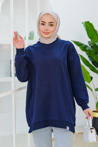 Arma Detay Oversize Tunik Lacivert