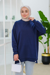 Arma Detay Oversize Tunik Lacivert