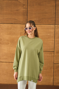 Arma Detay Oversize Tunik Yeşil