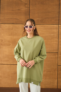 Arma Detay Oversize Tunik Yeşil