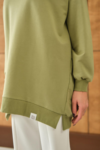 Arma Detay Oversize Tunik Yeşil