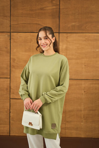 Arma Detay Salaş Tunik Fıstık Yeşil