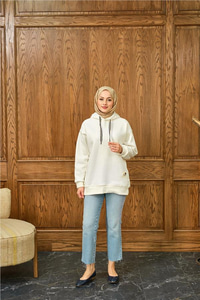 Arma Detay Sweat Beyaz