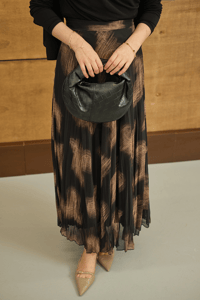 Asimetrik Kesim Astarlı Etek Siyah