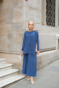 Asimetrik Salaş Takım İndigo Mavi