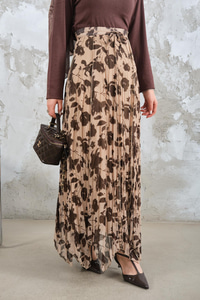 Asimetrik Şifon Etek Kahverengi