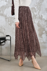 Asimetrik Şifon Etek Kahverengi