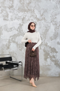 Asimetrik Şifon Etek Kahverengi