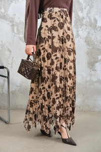 Asimetrik Şifon Etek Kahverengi