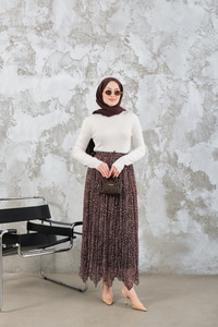 Asimetrik Şifon Etek Kahverengi