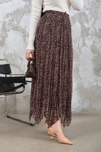 Asimetrik Şifon Etek Kahverengi