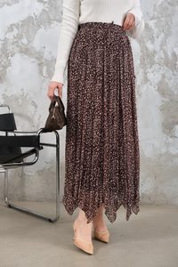 Asimetrik Şifon Etek Kahverengi