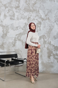 Asimetrik Şifon Etek Mürdüm