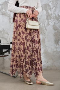 Asimetrik Şifon Etek Mürdüm