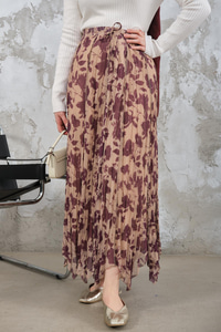 Asimetrik Şifon Etek Mürdüm