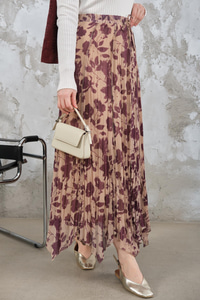 Asimetrik Şifon Etek Mürdüm