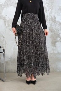 Asimetrik Şifon Etek Siyah